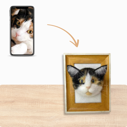 3D Custom Cat Portrait before after